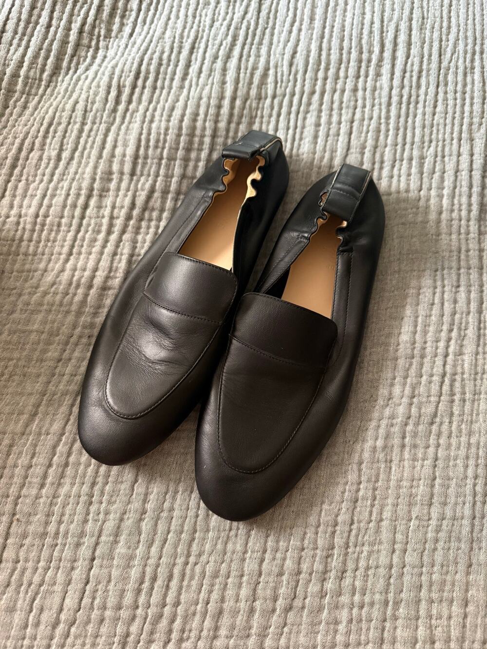 Everlane The Day Loafer Black Leather Flats Shoes Italy Women’s Sz 9.5
